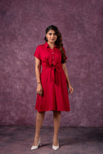 Thumbnail for Juniper Scarlet Knot Shirt Dress - Distacart