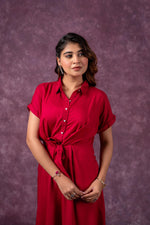 Thumbnail for Juniper Scarlet Knot Shirt Dress - Distacart