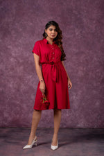 Thumbnail for Juniper Scarlet Knot Shirt Dress - Distacart