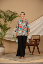 Thumbnail for Juniper Multi Patchwork Printed Asymmetric Tunic - Distacart