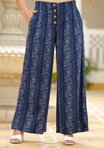 Thumbnail for Juniper Blue And White Floral Printed Rayon Clothing Set With Thread Embroidery & Buttons - Distacart