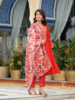 Thumbnail for Juniper Women's Red Modal Embroidered Kurta Set - Distacart