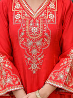 Thumbnail for Juniper Women's Red Modal Embroidered Kurta Set - Distacart