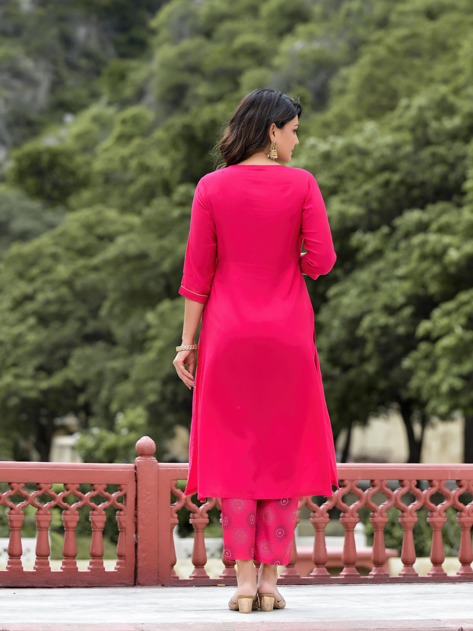 Juniper Women's Pink Viscose Rayon Solid Kurta Set - Distacart