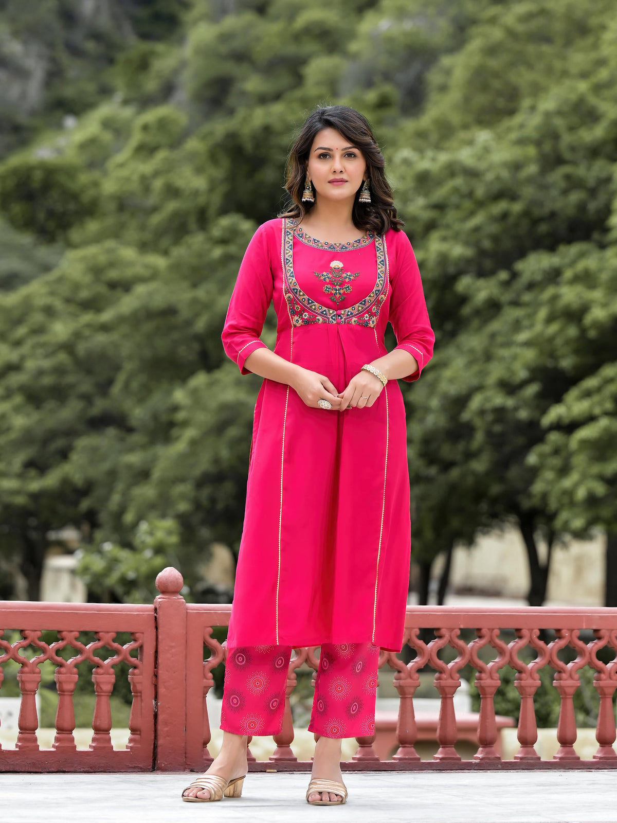 Juniper Women's Pink Viscose Rayon Solid Kurta Set - Distacart