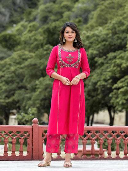 Juniper Women's Pink Viscose Rayon Solid Kurta Set - Distacart