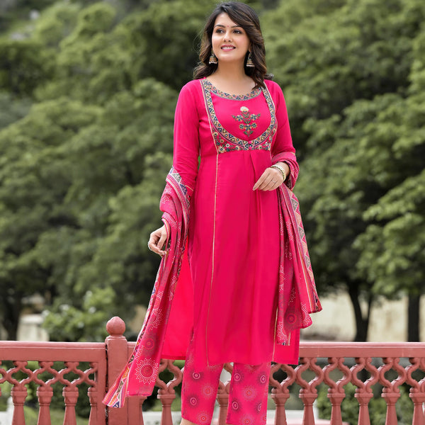 Juniper Women's Pink Viscose Rayon Solid Kurta Set - Distacart