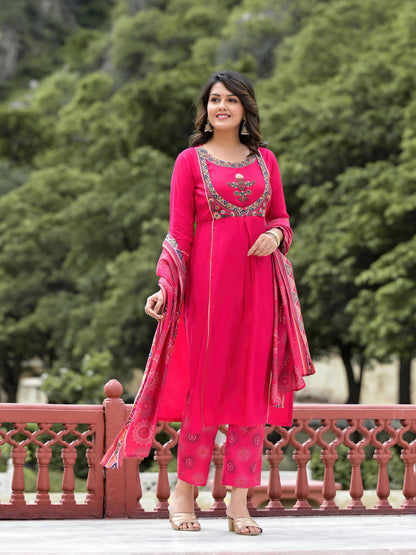 Juniper Women's Pink Viscose Rayon Solid Kurta Set - Distacart