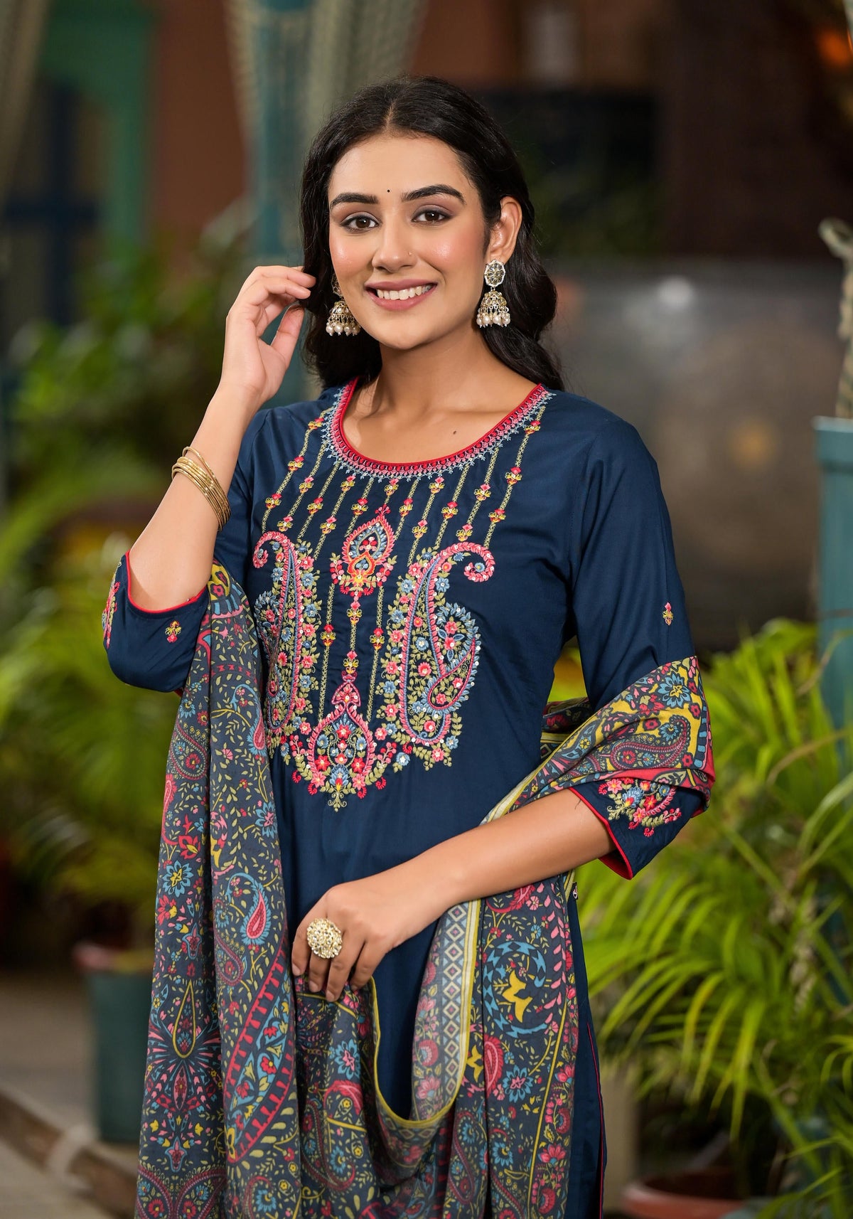 Juniper Women's Blue Viscose Rayon Solid Kurta Set - Distacart