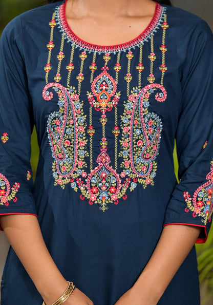 Juniper Women's Blue Viscose Rayon Solid Kurta Set - Distacart