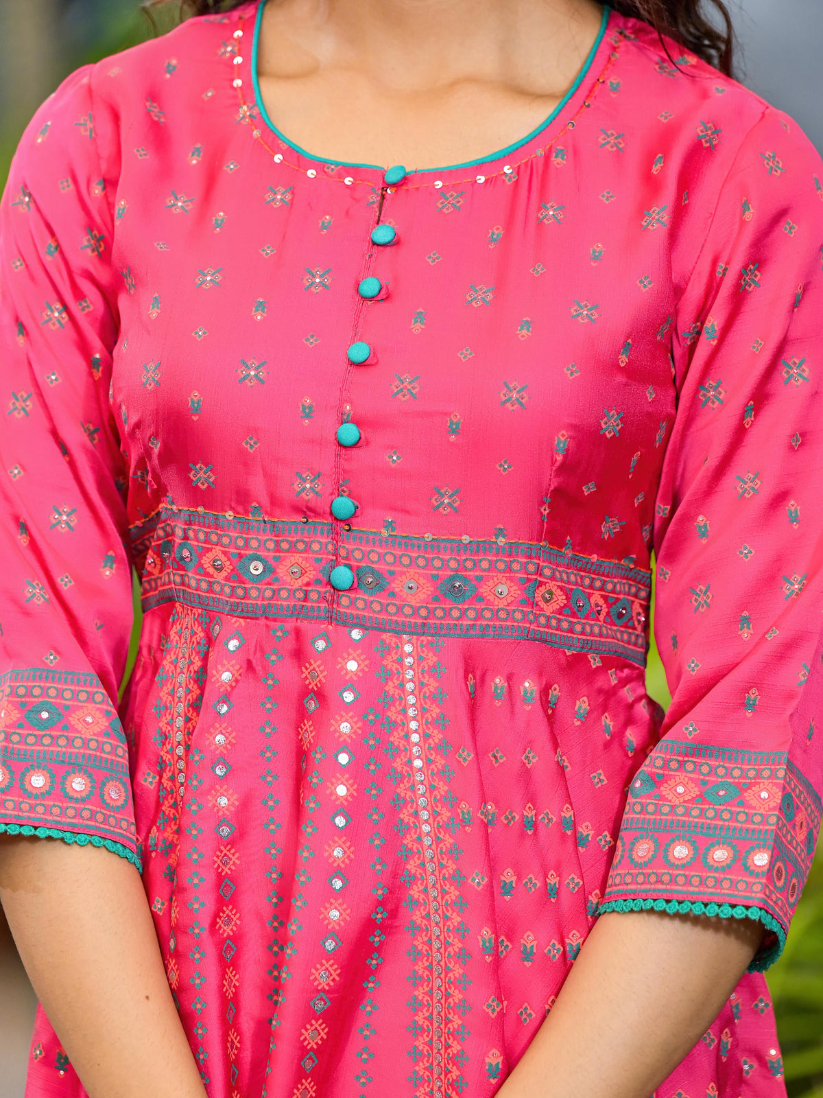 Juniper Women's Pink Polyester Printed Kurta Set - Distacart