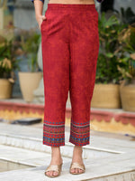 Thumbnail for Juniper Women's Red Ethnic Motif Printed Liva Rayon Kurta Pant And Dupatta Set With Coins & Sequins - Distacart