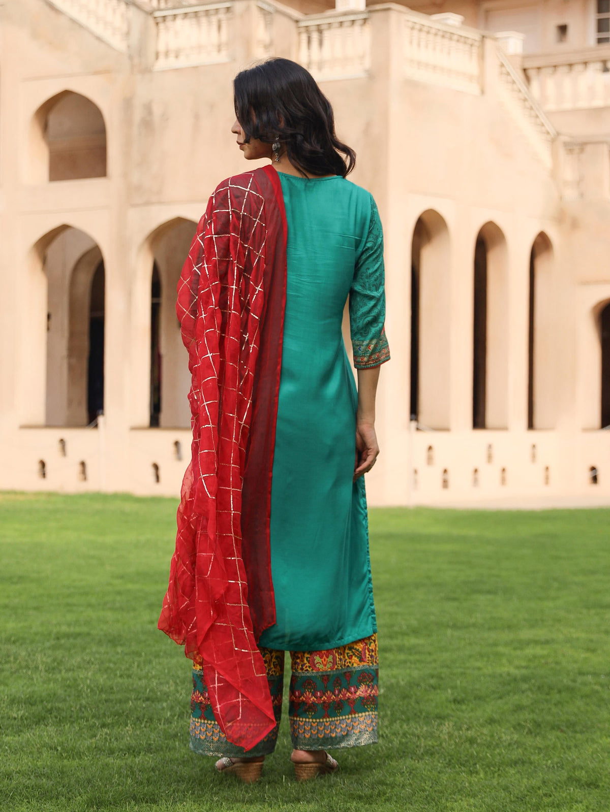 Juniper Women's Green Viscose Rayon Printed Kurta Set - Distacart