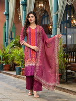 Thumbnail for Juniper Plum Ethnic Motif Printed Liva Rayon Kurta Set With Coins - Distacart