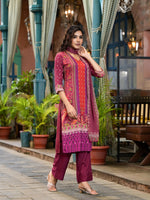 Thumbnail for Juniper Plum Ethnic Motif Printed Liva Rayon Kurta Set With Coins - Distacart