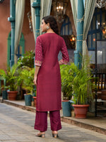 Thumbnail for Juniper Plum Ethnic Motif Printed Liva Rayon Kurta Set With Coins - Distacart