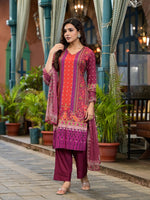 Thumbnail for Juniper Plum Ethnic Motif Printed Liva Rayon Kurta Set With Coins - Distacart