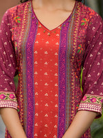 Thumbnail for Juniper Plum Ethnic Motif Printed Liva Rayon Kurta Set With Coins - Distacart