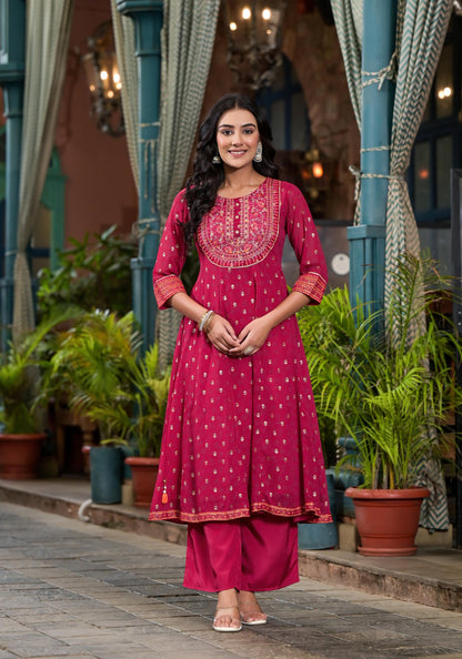 Juniper Women's Pink Georgette Printed Kurta Set - Distacart