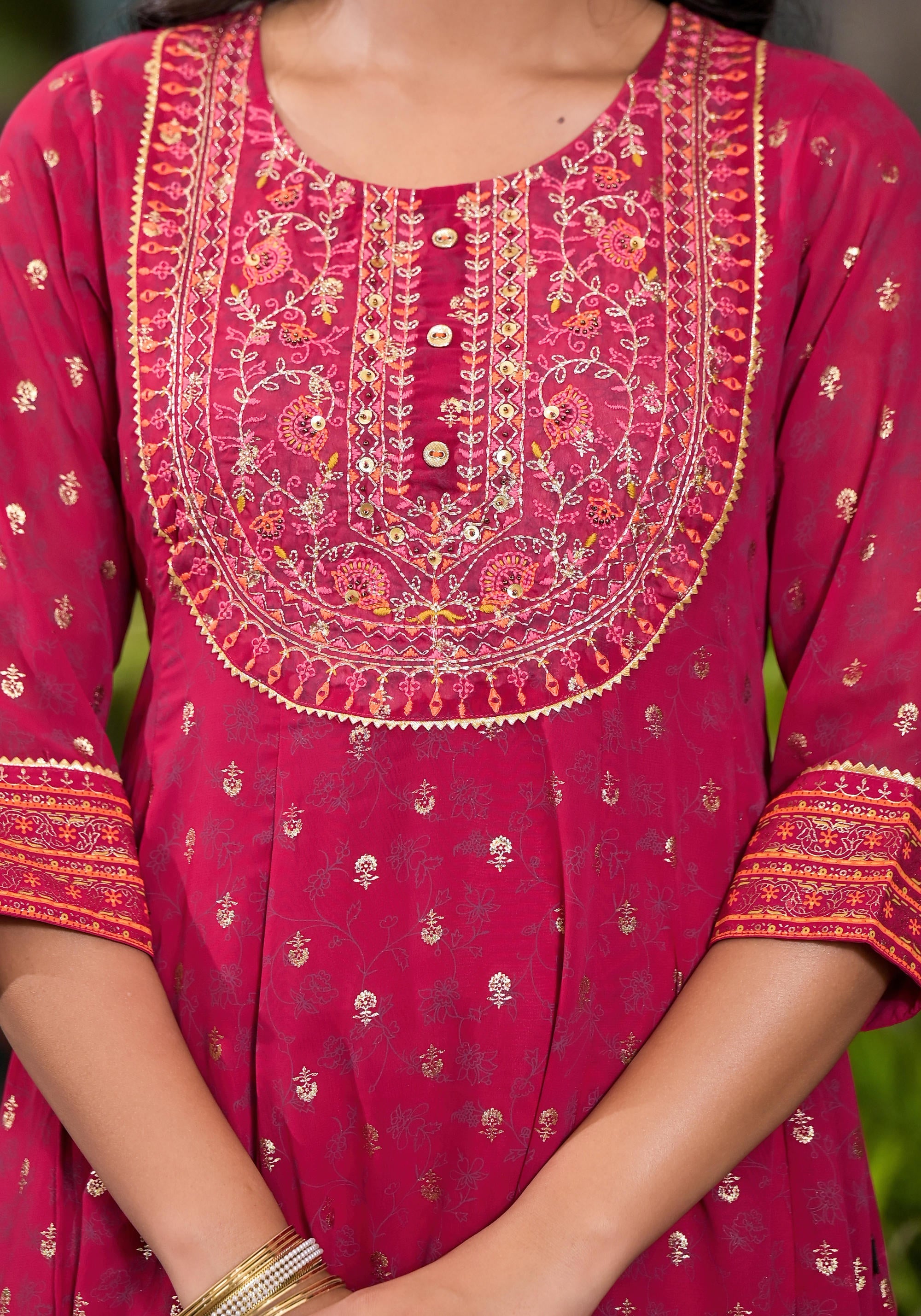 Juniper Women's Pink Georgette Printed Kurta Set - Distacart