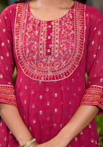 Thumbnail for Juniper Women's Pink Georgette Printed Kurta Set - Distacart