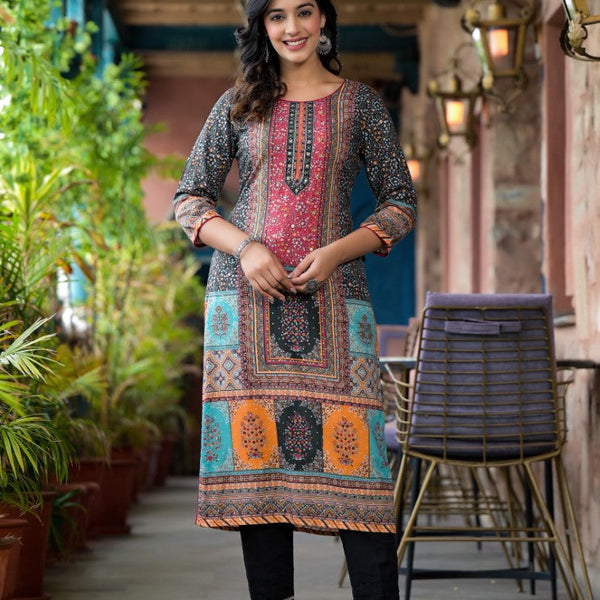 Juniper Multi-Panel Ethnic Printed Straight Kurta - Distacart