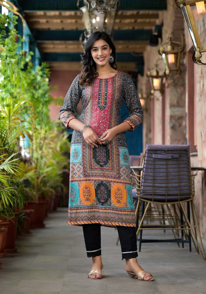Juniper Multi-Panel Ethnic Printed Straight Kurta - Distacart