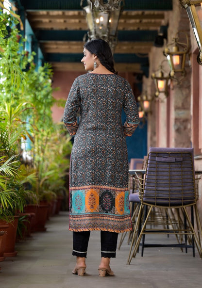 Juniper Multi-Panel Ethnic Printed Straight Kurta - Distacart
