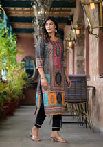 Thumbnail for Juniper Multi-Panel Ethnic Printed Straight Kurta - Distacart