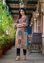 Thumbnail for Juniper Multi-Panel Ethnic Printed Straight Kurta - Distacart
