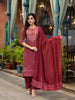 Juniper Women's Rust Ethnic Motif Printed Cotton Kurta Set With Thread Work & Sequins - Distacart