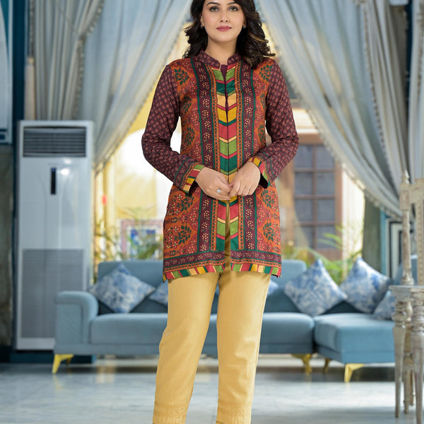 Juniper Multi Ethnic Motif Printed Viscose Tunic For Women - Distacart