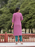 Thumbnail for Juniper Women's Lavender Ethnic Motif Printed Liva Rayon Kurta Pant And Dupatta Set With Buttons & Tassels - Distacart