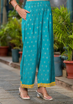 Thumbnail for Juniper Women's Yellow Viscose Rayon Embroidered Kurta Set - Distacart