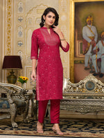 Thumbnail for Juniper Women's Women Red Printed Straight Kurta Pants & Dupatta Set - Distacart