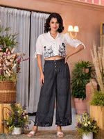 Thumbnail for Juniper Women's Black Pure Cotton Embroidered Top Set - Distacart