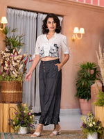 Thumbnail for Juniper Women's Black Pure Cotton Embroidered Top Set - Distacart