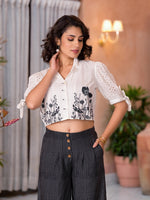 Thumbnail for Juniper Women's Black Pure Cotton Embroidered Top Set - Distacart