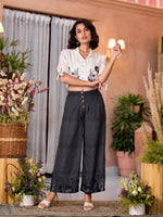 Thumbnail for Juniper Women's Black Pure Cotton Embroidered Top Set - Distacart