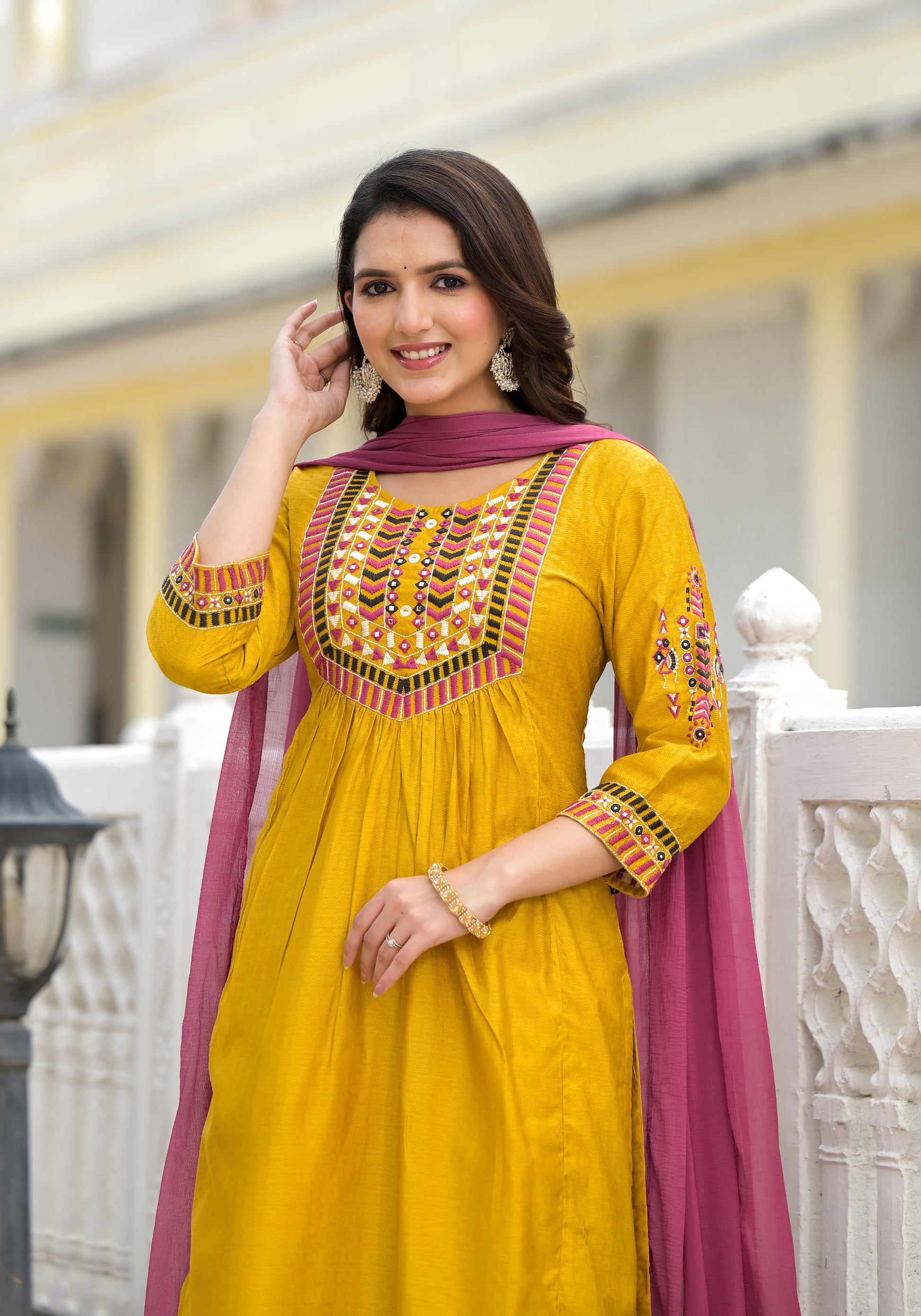 Juniper Women's Yellow Cotton Blend Solid Kurta Set - Distacart