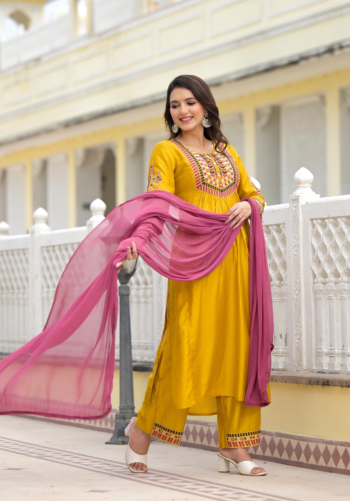Juniper Women's Yellow Cotton Blend Solid Kurta Set - Distacart