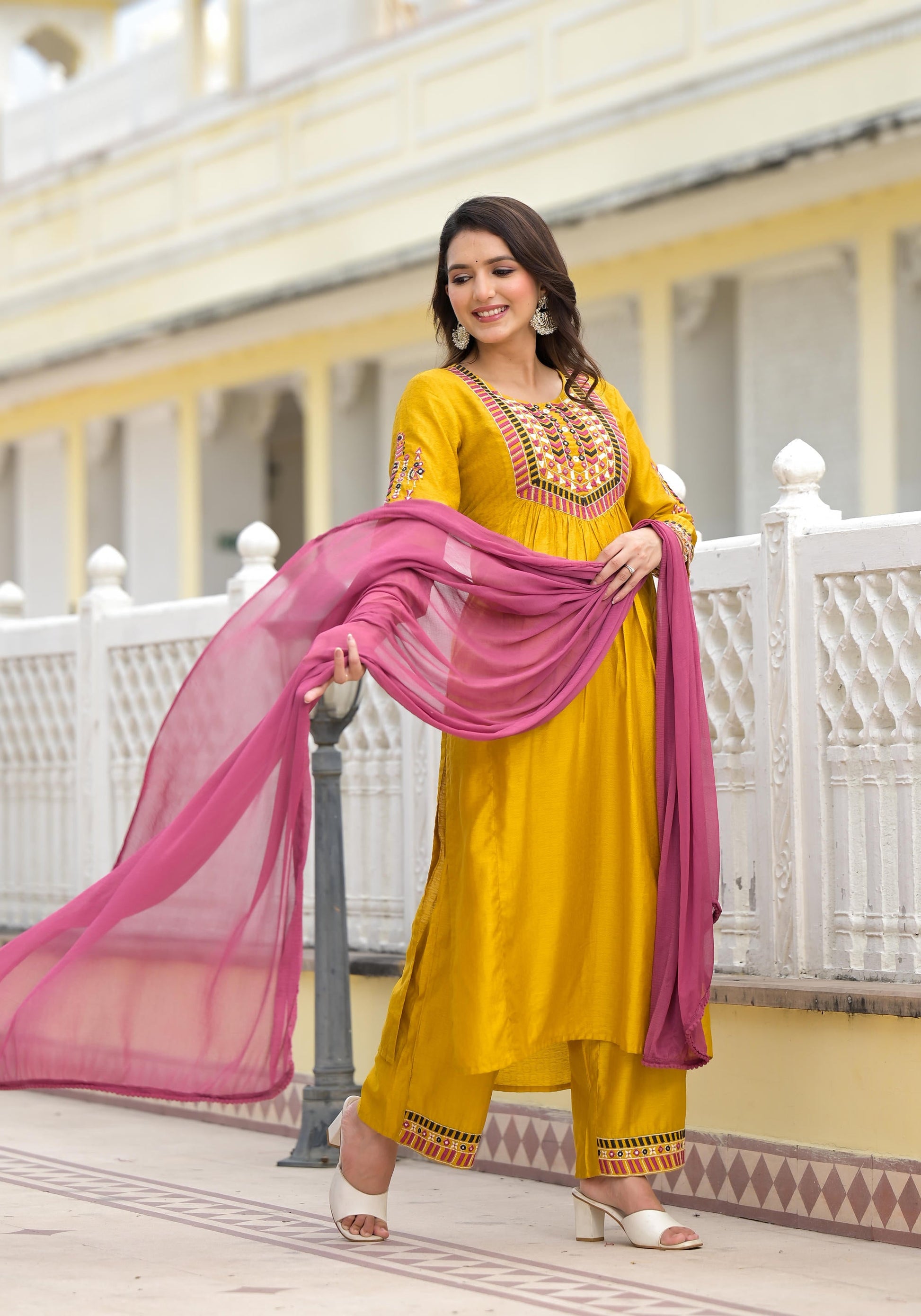 Juniper Women's Yellow Cotton Blend Solid Kurta Set - Distacart