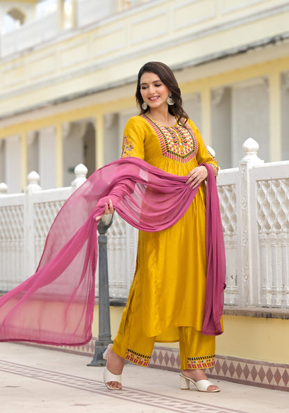 Juniper Women's Yellow Cotton Blend Solid Kurta Set - Distacart