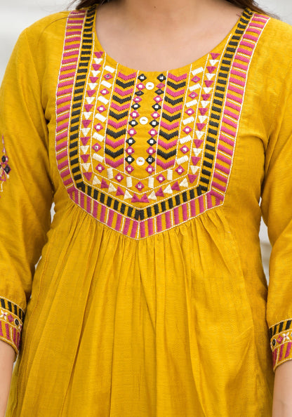 Juniper Women's Yellow Cotton Blend Solid Kurta Set - Distacart