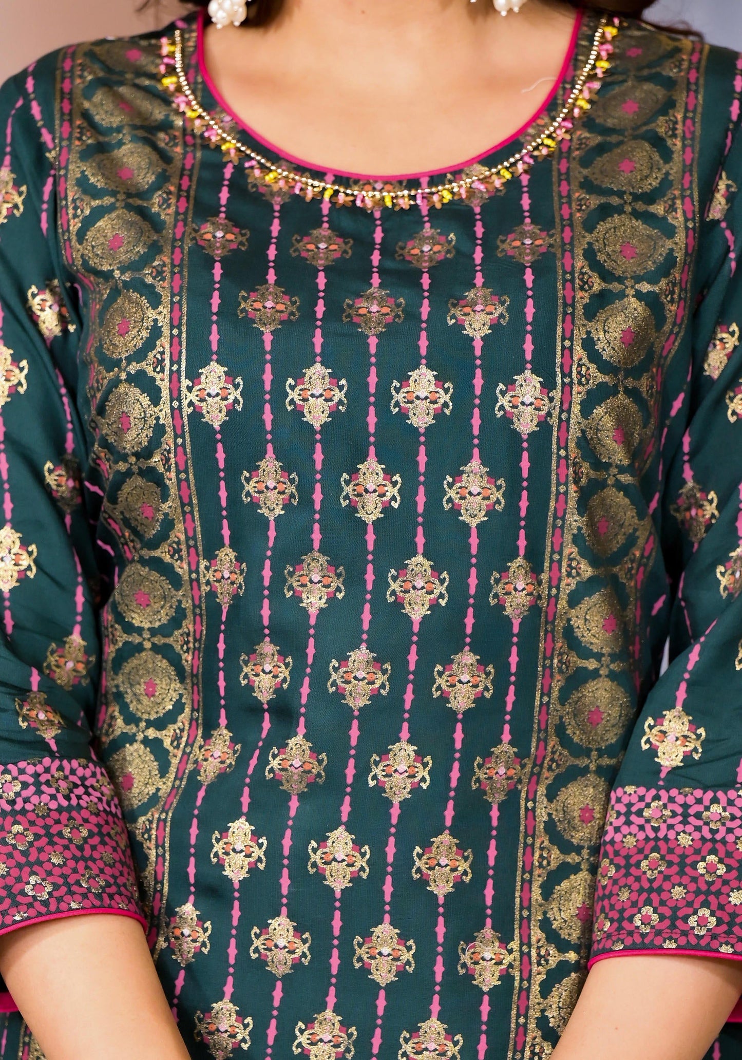 Juniper Women's Green Viscose Rayon Printed Kurta Set - Distacart