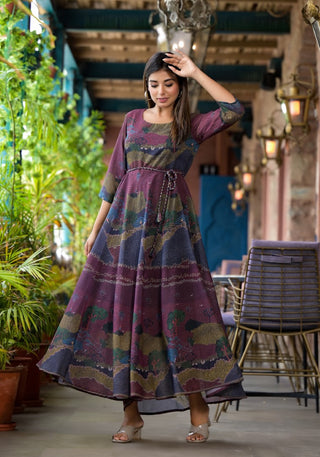 Juniper Women's Black Abstract Printed Georgette Dress With Doris At Waist - Distacart