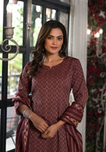 Thumbnail for Juniper Women's Plum Geometric Printed Cotton Kurta, PantWith Tassels On Dupatta - Distacart