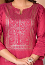 Thumbnail for Juniper Women's Maroon Ethnic Motif Printed Cotton Kurta - Distacart