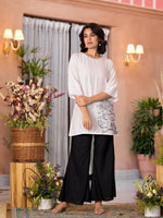 Thumbnail for Juniper Women's White::Black Viscose Rayon Printed Palazzo Set - Distacart