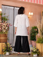 Thumbnail for Juniper Women's White::Black Viscose Rayon Printed Palazzo Set - Distacart